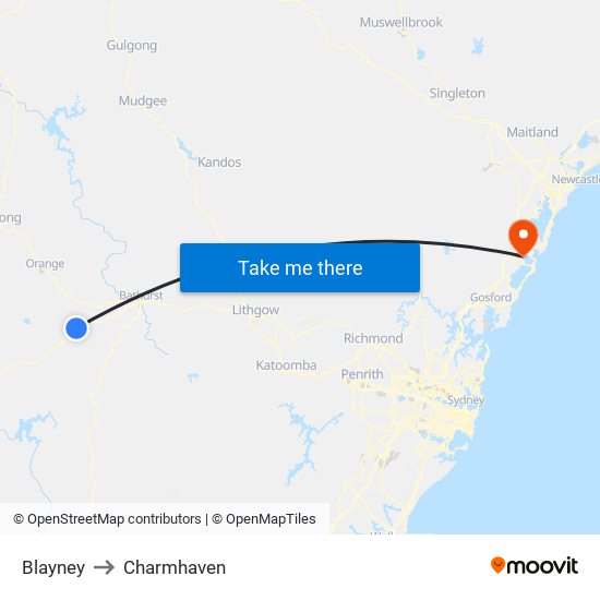 Blayney to Charmhaven map