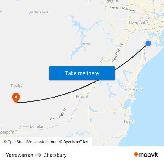 Yarrawarrah to Chatsbury map