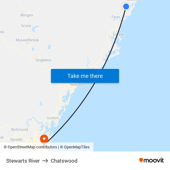 Stewarts River to Chatswood map