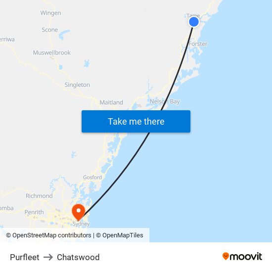 Purfleet to Chatswood map