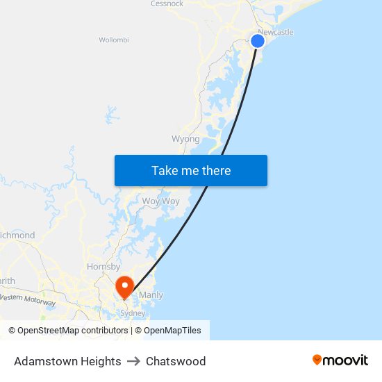 Adamstown Heights to Chatswood map