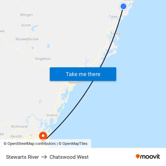 Stewarts River to Chatswood West map