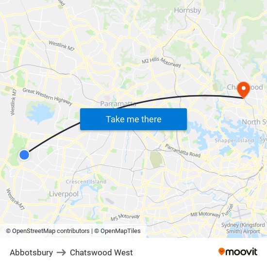 Abbotsbury to Chatswood West map