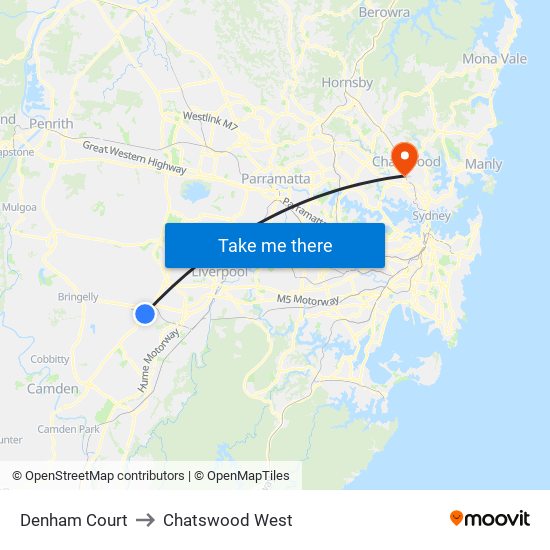 Denham Court to Chatswood West map