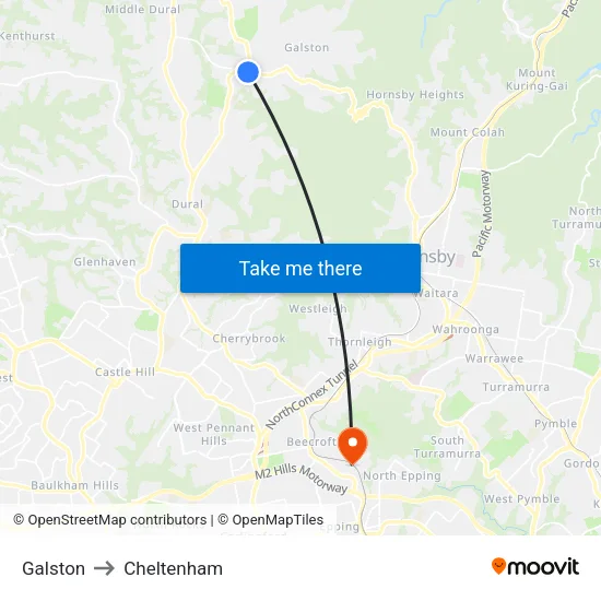 Galston to Cheltenham map