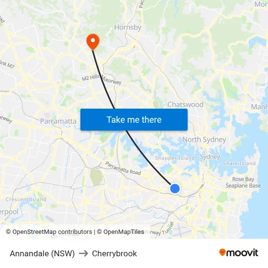 Annandale (NSW) to Cherrybrook map