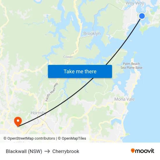 Blackwall (NSW) to Cherrybrook map