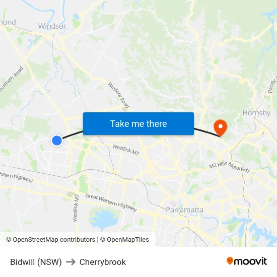 Bidwill (NSW) to Cherrybrook map