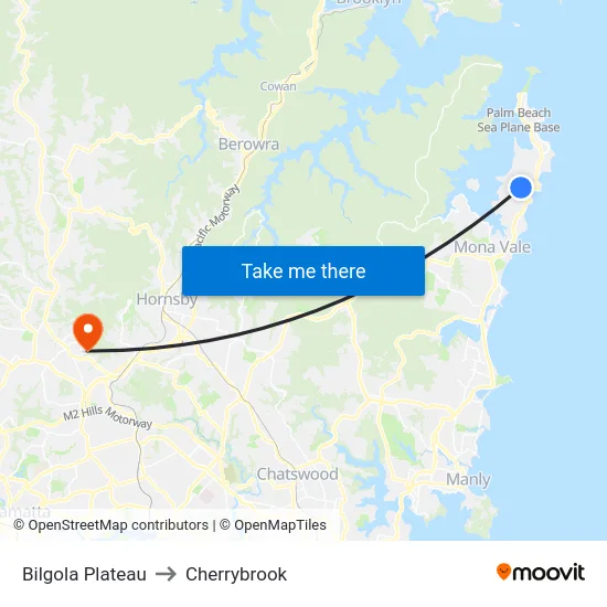 Bilgola Plateau to Cherrybrook map