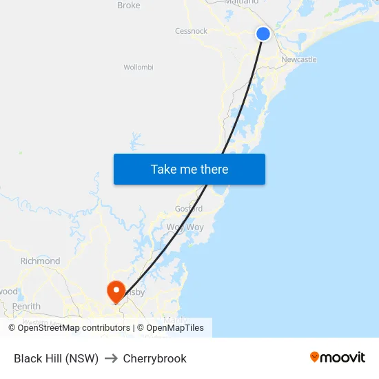 Black Hill (NSW) to Cherrybrook map