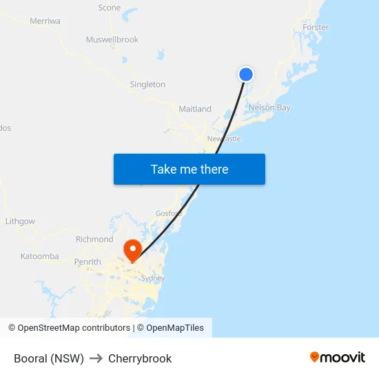 Booral (NSW) to Cherrybrook map