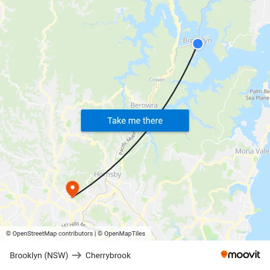 Brooklyn (NSW) to Cherrybrook map