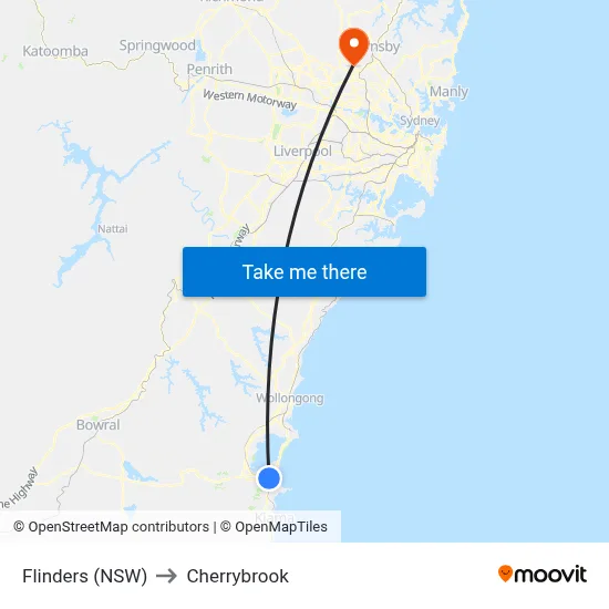 Flinders (NSW) to Cherrybrook map
