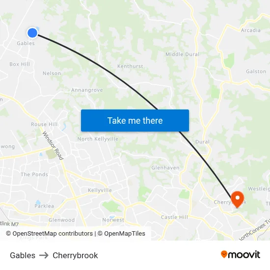 Gables to Cherrybrook map