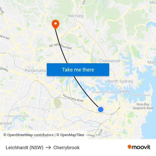 Leichhardt (NSW) to Cherrybrook map