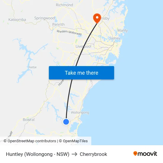 Huntley (Wollongong - NSW) to Cherrybrook map