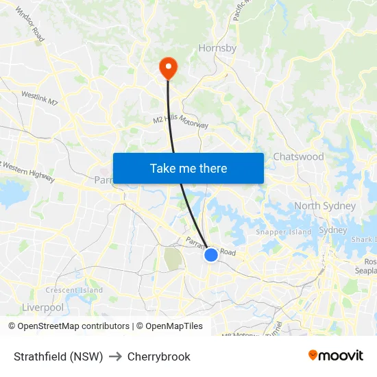 Strathfield (NSW) to Cherrybrook map