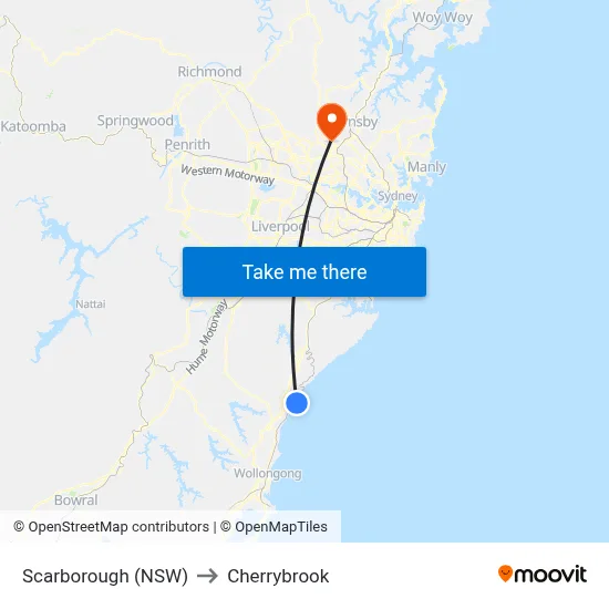 Scarborough (NSW) to Cherrybrook map