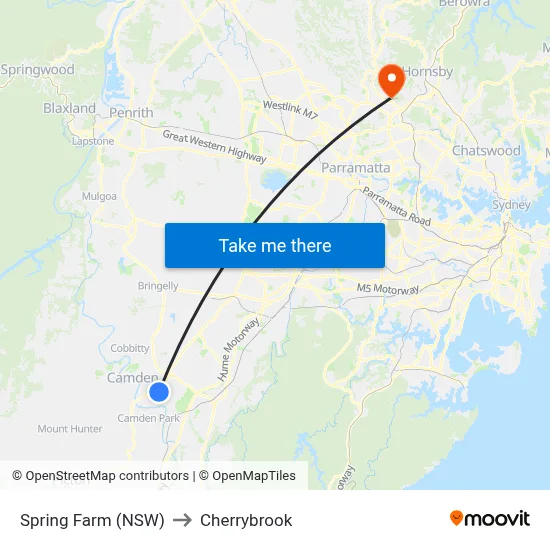 Spring Farm (NSW) to Cherrybrook map