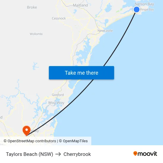 Taylors Beach (NSW) to Cherrybrook map