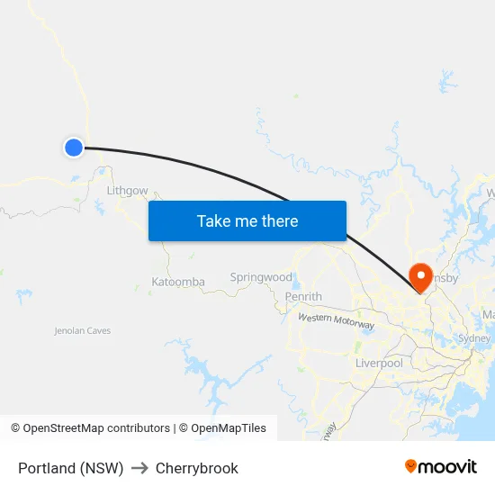 Portland (NSW) to Cherrybrook map