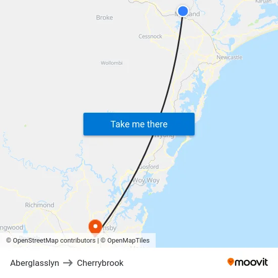 Aberglasslyn to Cherrybrook map