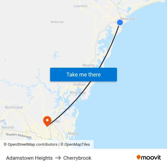 Adamstown Heights to Cherrybrook map
