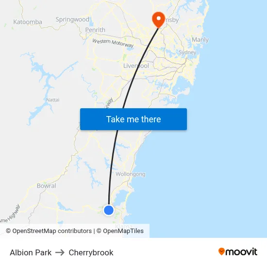 Albion Park to Cherrybrook map