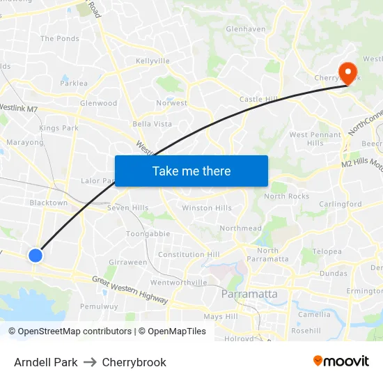 Arndell Park to Cherrybrook map