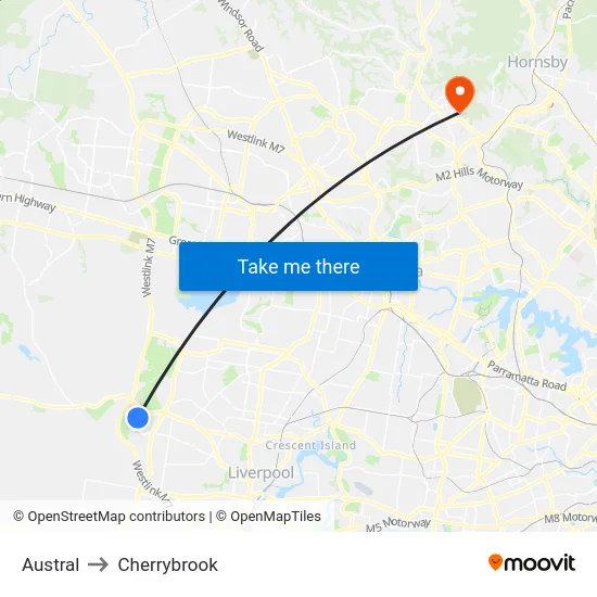 Austral to Cherrybrook map