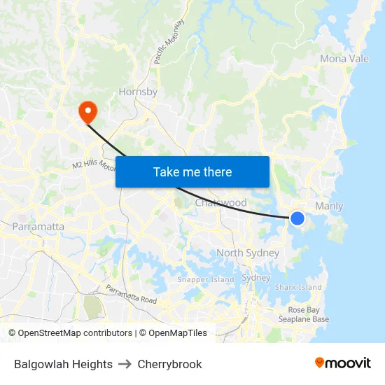 Balgowlah Heights to Cherrybrook map