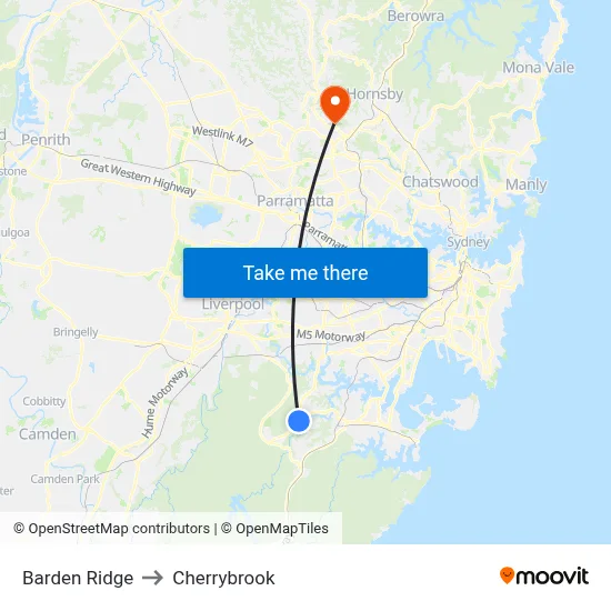 Barden Ridge to Cherrybrook map