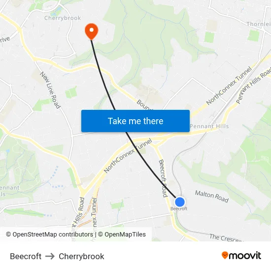 Beecroft to Cherrybrook map