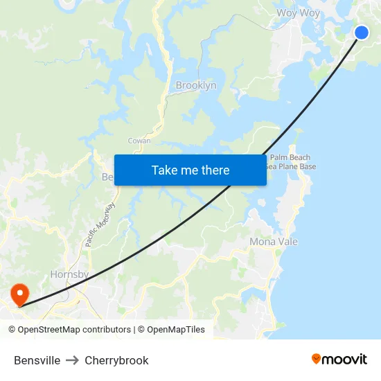 Bensville to Cherrybrook map