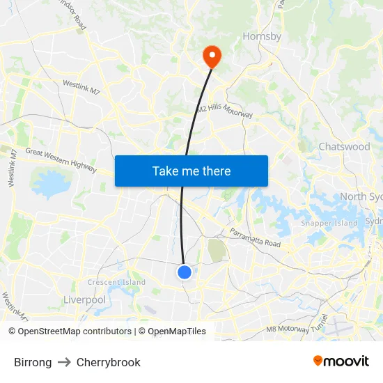 Birrong to Cherrybrook map