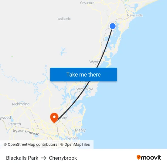 Blackalls Park to Cherrybrook map