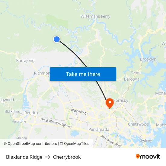 Blaxlands Ridge to Cherrybrook map