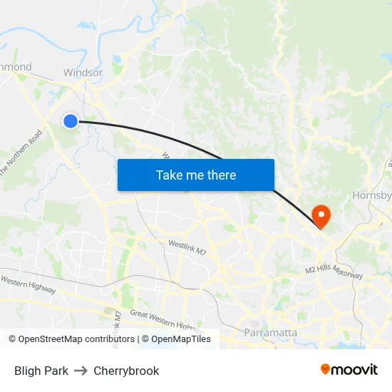 Bligh Park to Cherrybrook map
