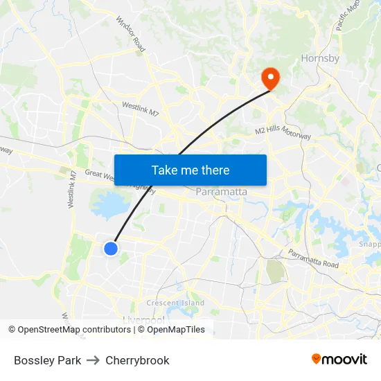 Bossley Park to Cherrybrook map