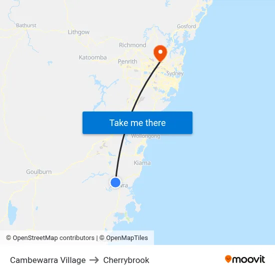 Cambewarra Village to Cherrybrook map
