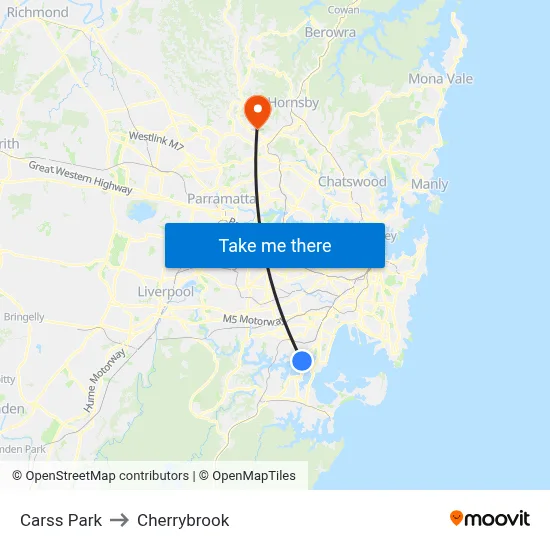Carss Park to Cherrybrook map