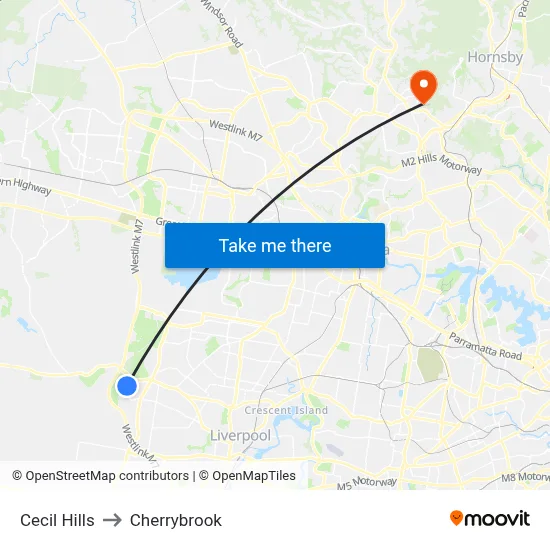 Cecil Hills to Cherrybrook map