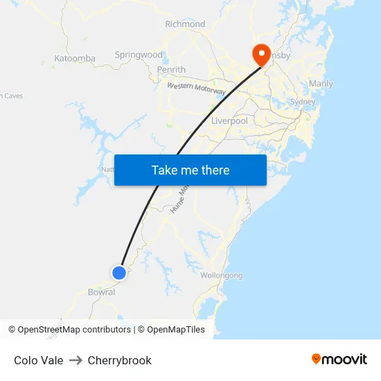 Colo Vale to Cherrybrook map