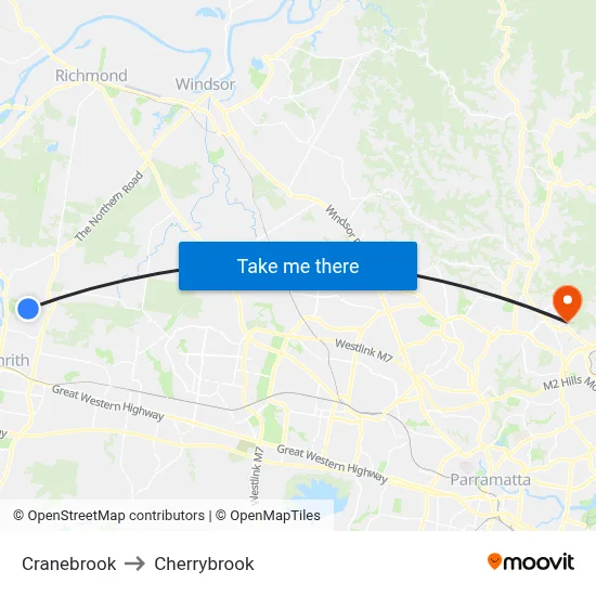 Cranebrook to Cherrybrook map