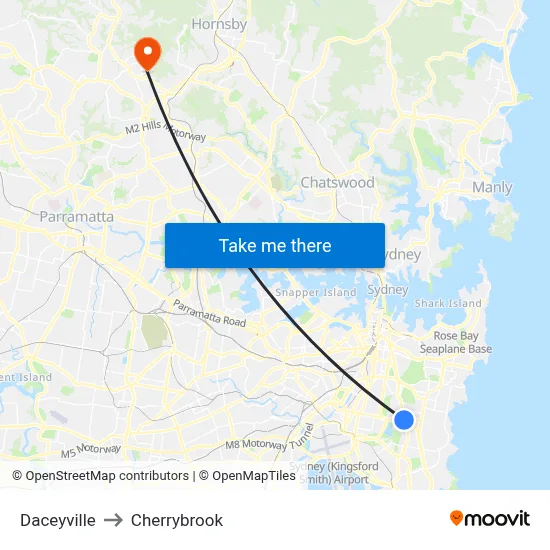 Daceyville to Cherrybrook map