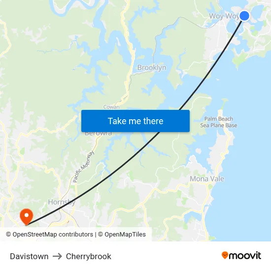 Davistown to Cherrybrook map