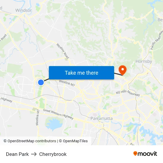 Dean Park to Cherrybrook map