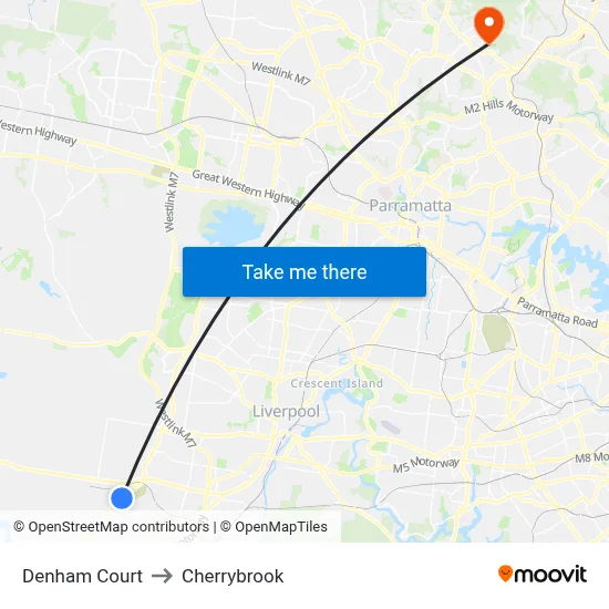 Denham Court to Cherrybrook map
