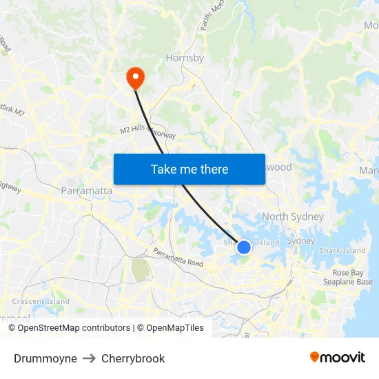 Drummoyne to Cherrybrook map