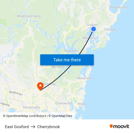 East Gosford to Cherrybrook map
